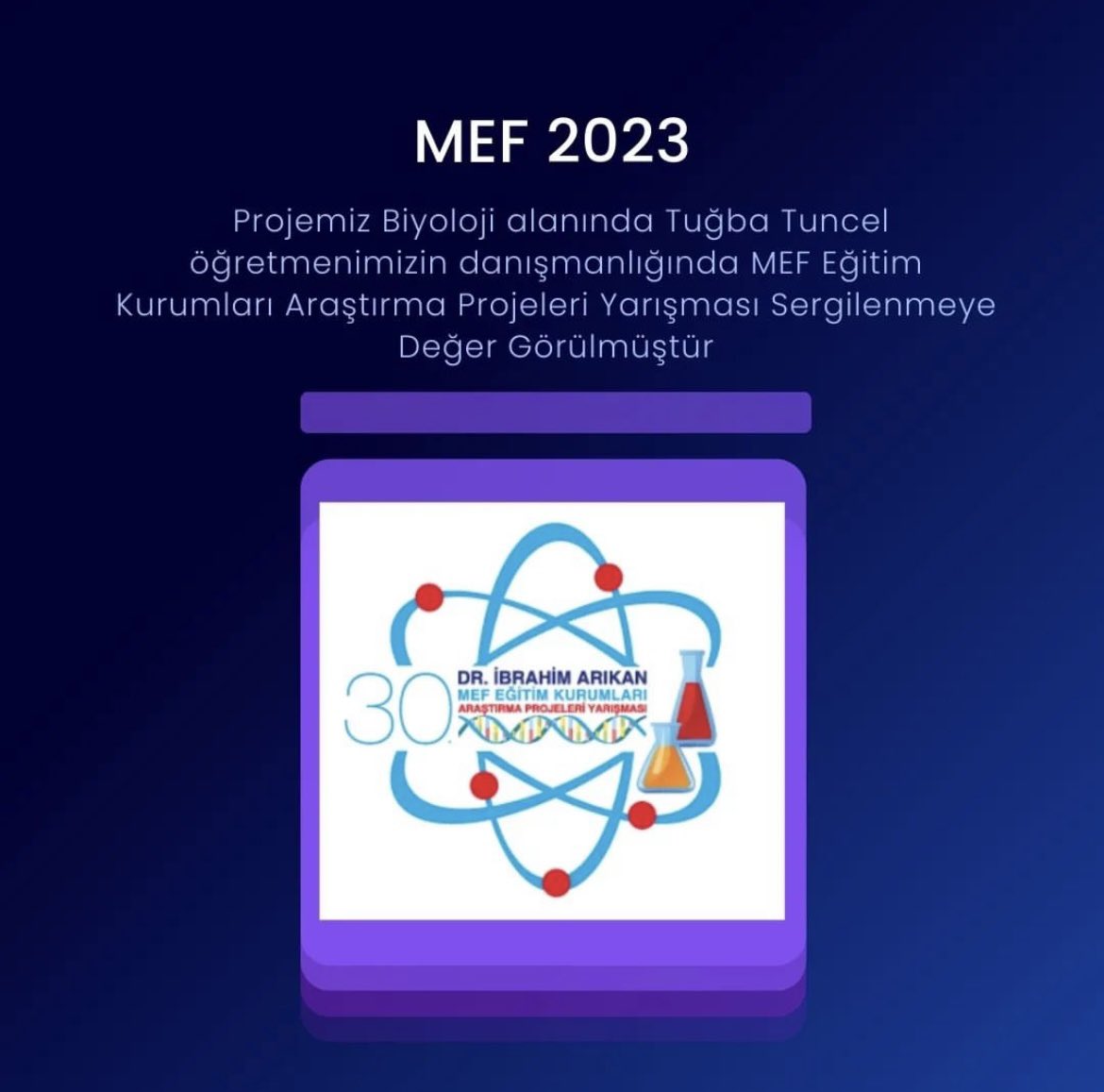 kolej1955's tweet photo. Bu yıl 30. su düzenlenen Dr İbrahim
Arıkan MEF Eğitim Kurumları Araştırma Projeleri Yarışmasında öğrencilerimiz Edagül Yanbakan ve İlkyaz Bağlan'ın Biyoloji öğretmenimiz Tuba Tuncel danışmanlığında hazırlamış olduğu Biyoloji projesi sergilenmeye değer görüldü. Başarılar diliyoruz https://t.co/5HratlQmJz