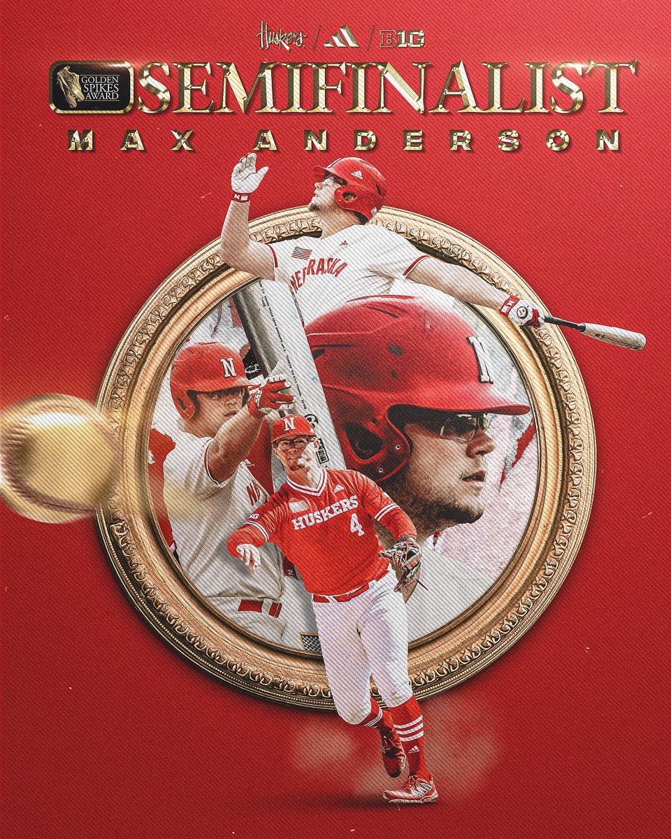 Nebraska Baseball (@huskerbaseball) on Twitter photo All gold everything.
<a href="/maxanderson62_/">Max Anderson</a> is one of 25 semifinalists for the <a href="/USAGoldenSpikes/">Golden Spikes Award</a> Award. All gold everything.
<a href="/maxanderson62_/">Max Anderson</a> is one of 25 semifinalists for the <a href="/USAGoldenSpikes/">Golden Spikes Award</a> Award.