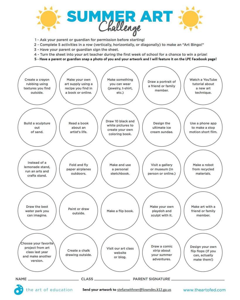 Mr. Withner has issued a summer art challenge.  Who is going to take it? #learningatlpe instagr.am/p/Csjlzx7MyJC/