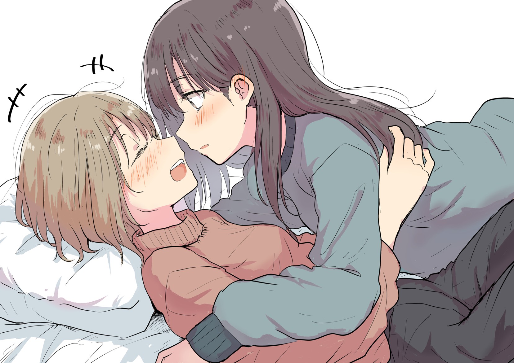 AAAA (Quad-a), Original, highres, Uncensored, 1girl, Bed, BL