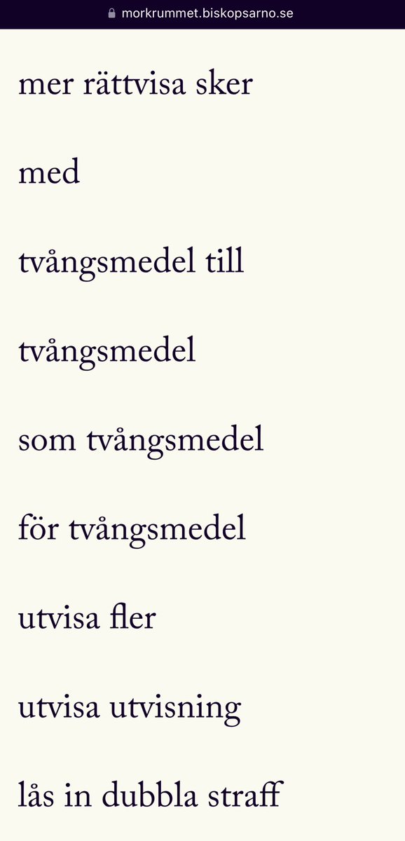 I tidskriften Mörkrummet visar Sara Berg och Klara Meijer på det absurda i Tidöavtalet i en briljant dikt. Dikten har formen av överstrykningspoesi, det vill säga den bygger på de faktiska formuleringarna i avtalet, men vissa ord har strukits. Läs den här! morkrummet.biskopsarno.se/nummer/04/ran-…