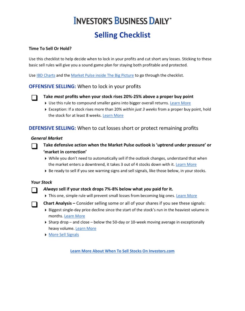 IBD Selling checklist