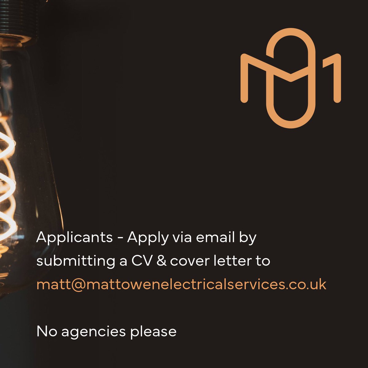 MOwenElectrical's tweet photo. 👷🏼‍♂️We are hiring!⚡️ 

🪛 We are looking for an aspiring electrical apprentice to join our team. 🔌 

✅ Applications also welcomed persons who are currently studying as an electrical apprentice. 🎓

📧 CV and covering letter to be emailed to:
matt@mattowenelectricalservices.co.uk https://t.co/wGaWUrFB4W