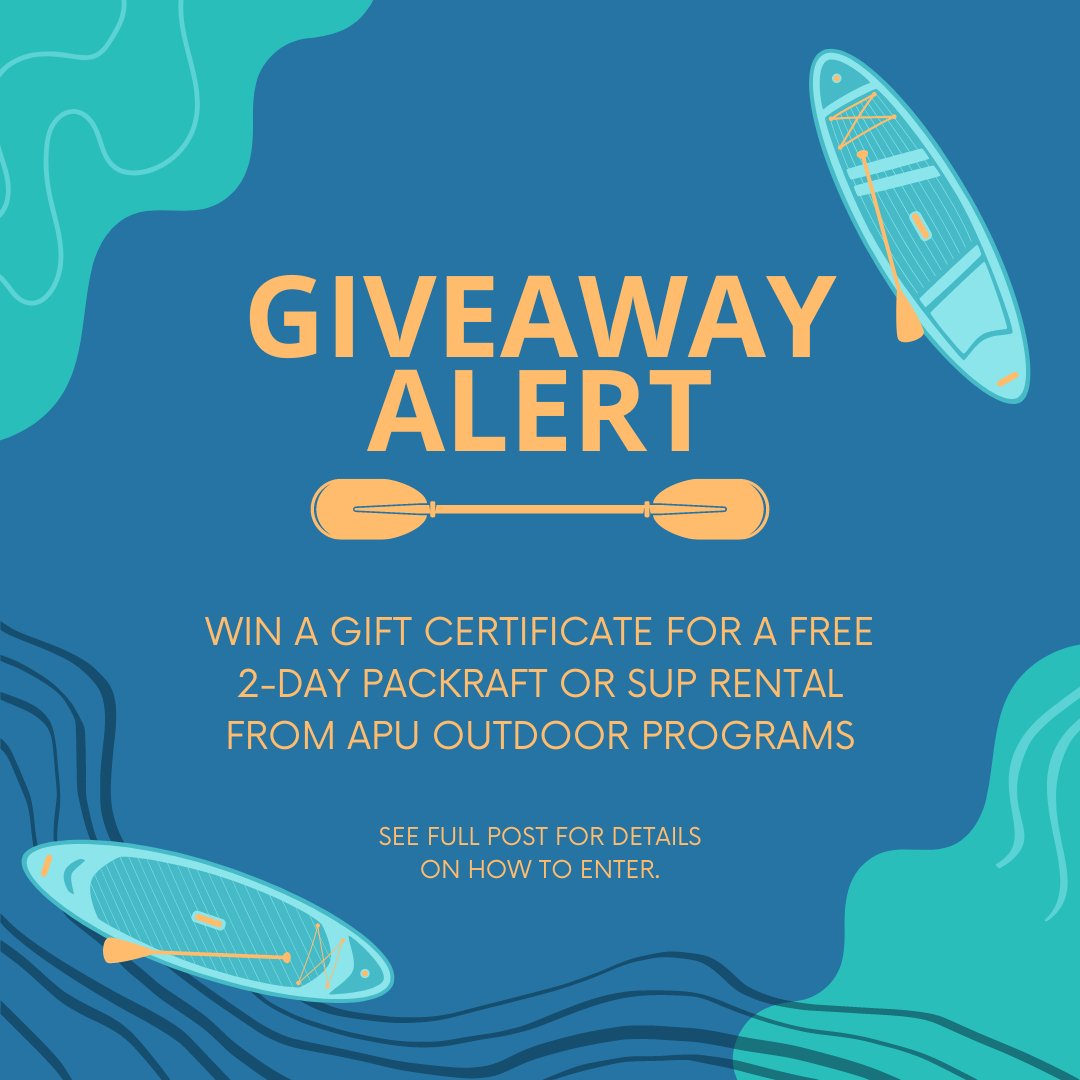 AKBOAT's tweet photo. Enter to win a free 2-day packraft, SUP, ski package, or fat tire bike rental from APU! Head over to our Facebook or Instagram to see all the details and to enter. #safeboatingweek #sup #packraft #alaskaboatingsafety #alaska https://t.co/iqcgNITb6x