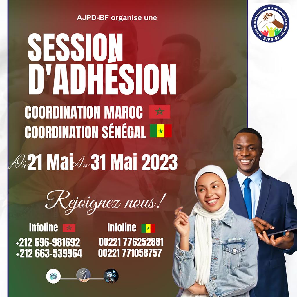 AjpdBf's tweet photo. 𝗧𝘂 𝗲𝘀 𝗮𝘂 𝗦𝗲́𝗻𝗲́𝗴𝗮𝗹 𝗼𝘂 𝗮𝘂 𝗠𝗮𝗿𝗼𝗰 et tu désires rejoindre l’AJPD-BF, c’est le bon timing. Profite de la session d’adhésion qui va 𝗱𝘂 𝟮𝟮 𝗺𝗮𝗶 𝟮𝟬𝟮𝟯 𝗮𝘂 𝟮𝟬 𝗷𝘂𝗶𝗻 𝟮𝟬𝟮𝟯 et rejoint la grande famille https://t.co/UinoDcZnC3