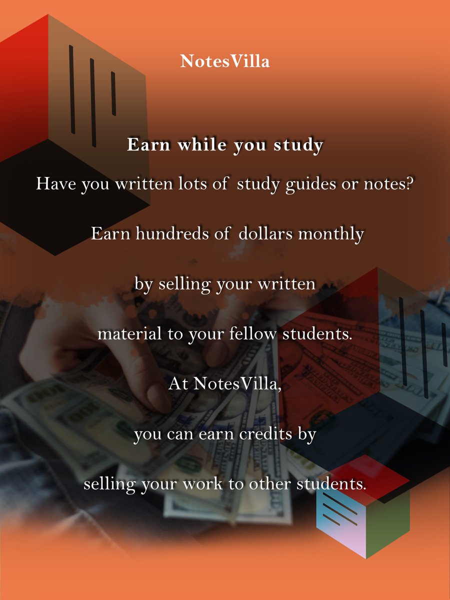 notesvilla's tweet image. Notesvilla is the leading study resource. Achieve better grades and avoid resits with help of the best class notes, study guides and textbook notes that are well written by your fellow students.

#study