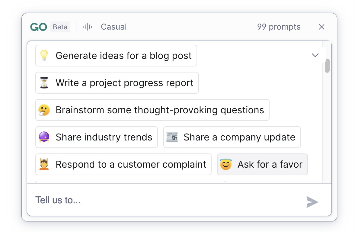 Really digging the @Grammarly AI chatbot UI - awesome information hierarchy

Friendly, not overwhelming
Easy discovery
Vetted
Packs a lot of power

Everything that Alexa Skills never were. 🙂