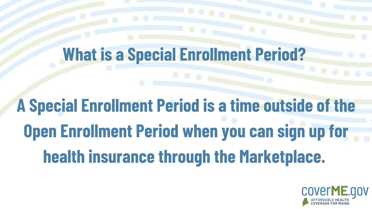 To qualify for a Special Enrollment Period, you must first be experiencing or have experienced a qualifying life event like losing a job or having a baby. Visit CoverME.gov/Special-Enroll… to see how you might qualify today.