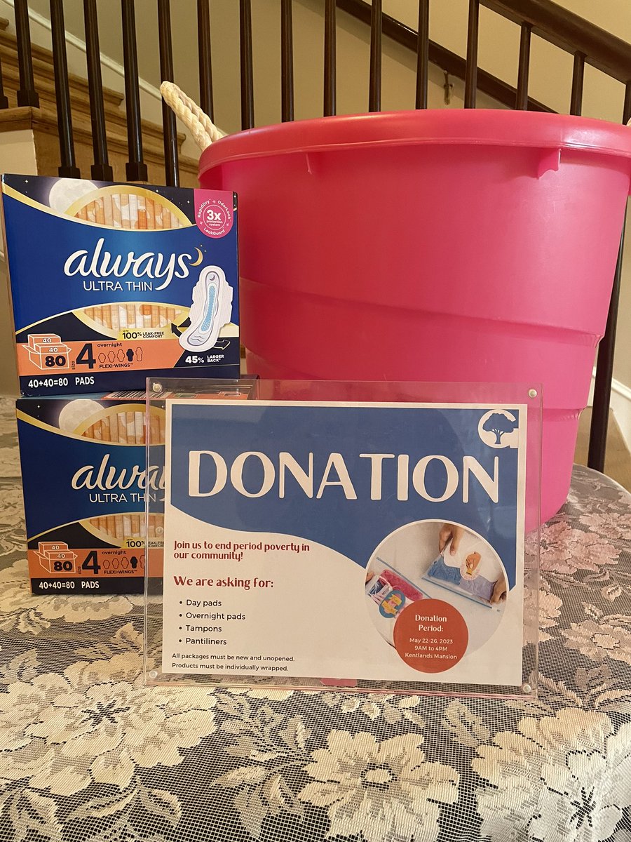 In support of #periodpovertyawarenessweek   Kentlands Mansion is hosting a collection drive for much-needed period supplies. Donations can be dropped off at the Mansion between 9am - 4pm Monday - Friday.