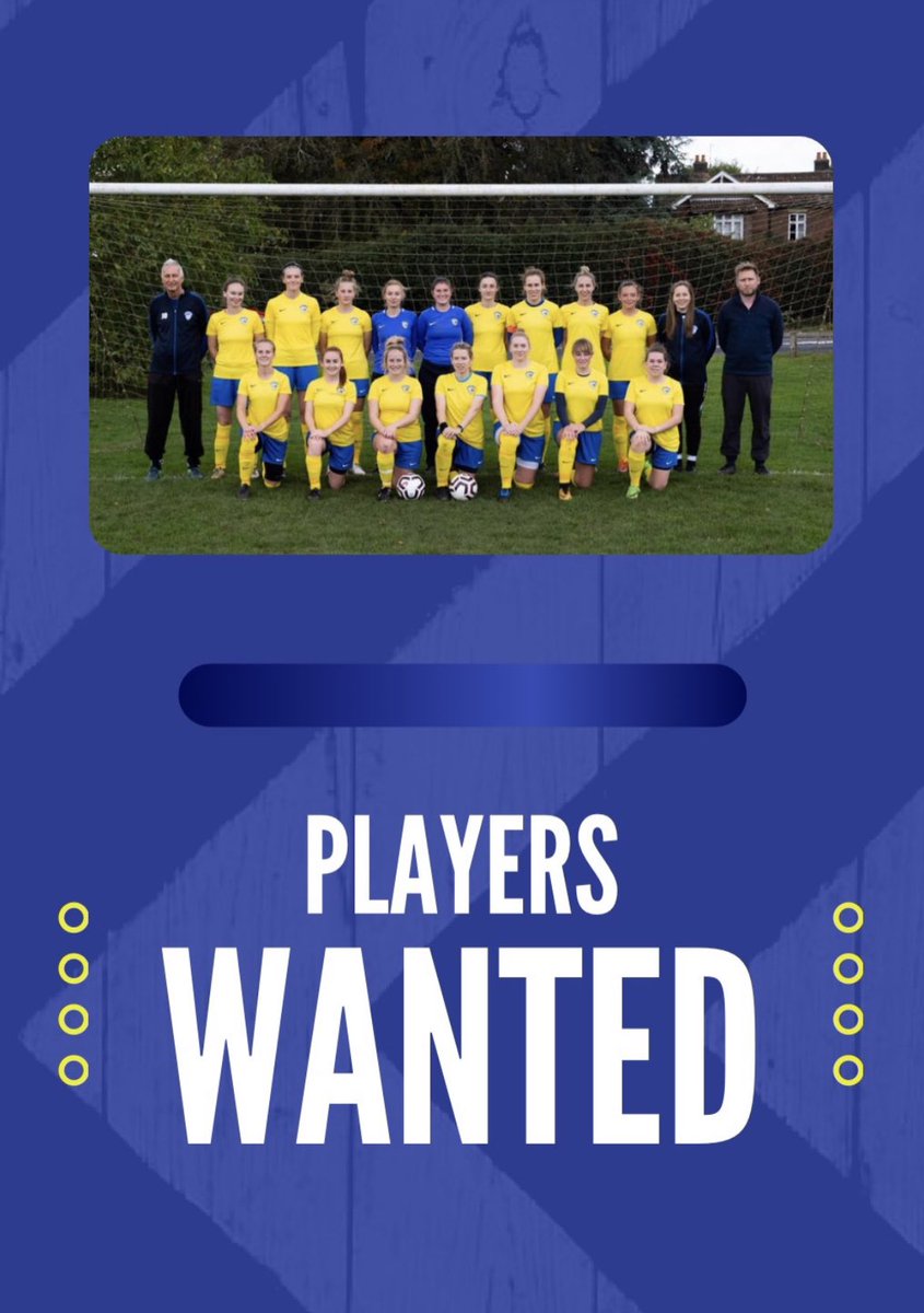 With pre season fast approaching, just 6 weeks away. We are looking to add to our squad for next season.
DM for more details 
<a href="/PumasYFC/">Milford Pumas YFC</a> <a href="/surreyfa/">Surrey FA</a> <a href="/IntSurreyWomen/">International Surrey Football - Women</a> <a href="/FreeAgentsFC/">Free Agent Showcase</a> <a href="/GodalmingColl/">Godalming College</a> <a href="/girls_trials/">Girls & Womens Football Trials</a> <a href="/HerGameToo/">Her Game Too</a>