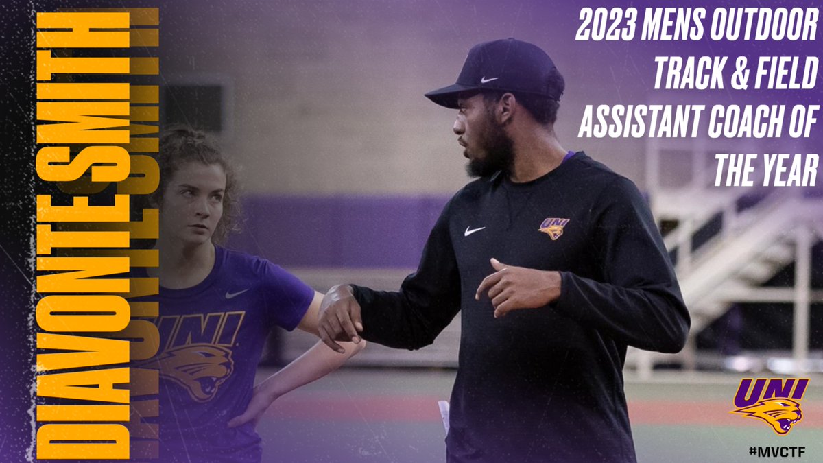 Missouri Valley Conference (@mvcsports) on Twitter photo π¨ASSISTANT COACH OF THE YEARπ¨
<a href="/UNITrackFieldXC/">UNI T&F/XC</a> 's Diavonte Smith voted for the Men's Assistant Coach of the YearβΌοΈ
β‘οΈAthletes scored 62.5 points for the PanthersβΌοΈ
β‘οΈled champions in the 100m, 200m, 110H, & 4x100m RelayβΌοΈ
β‘οΈSet MVC records in the 100m & 4x100m RelayβΌοΈ
#MVCTF π¨ASSISTANT COACH OF THE YEARπ¨
<a href="/UNITrackFieldXC/">UNI T&F/XC</a> 's Diavonte Smith voted for the Men's Assistant Coach of the YearβΌοΈ
β‘οΈAthletes scored 62.5 points for the PanthersβΌοΈ
β‘οΈled champions in the 100m, 200m, 110H, & 4x100m RelayβΌοΈ
β‘οΈSet MVC records in the 100m & 4x100m RelayβΌοΈ
#MVCTF