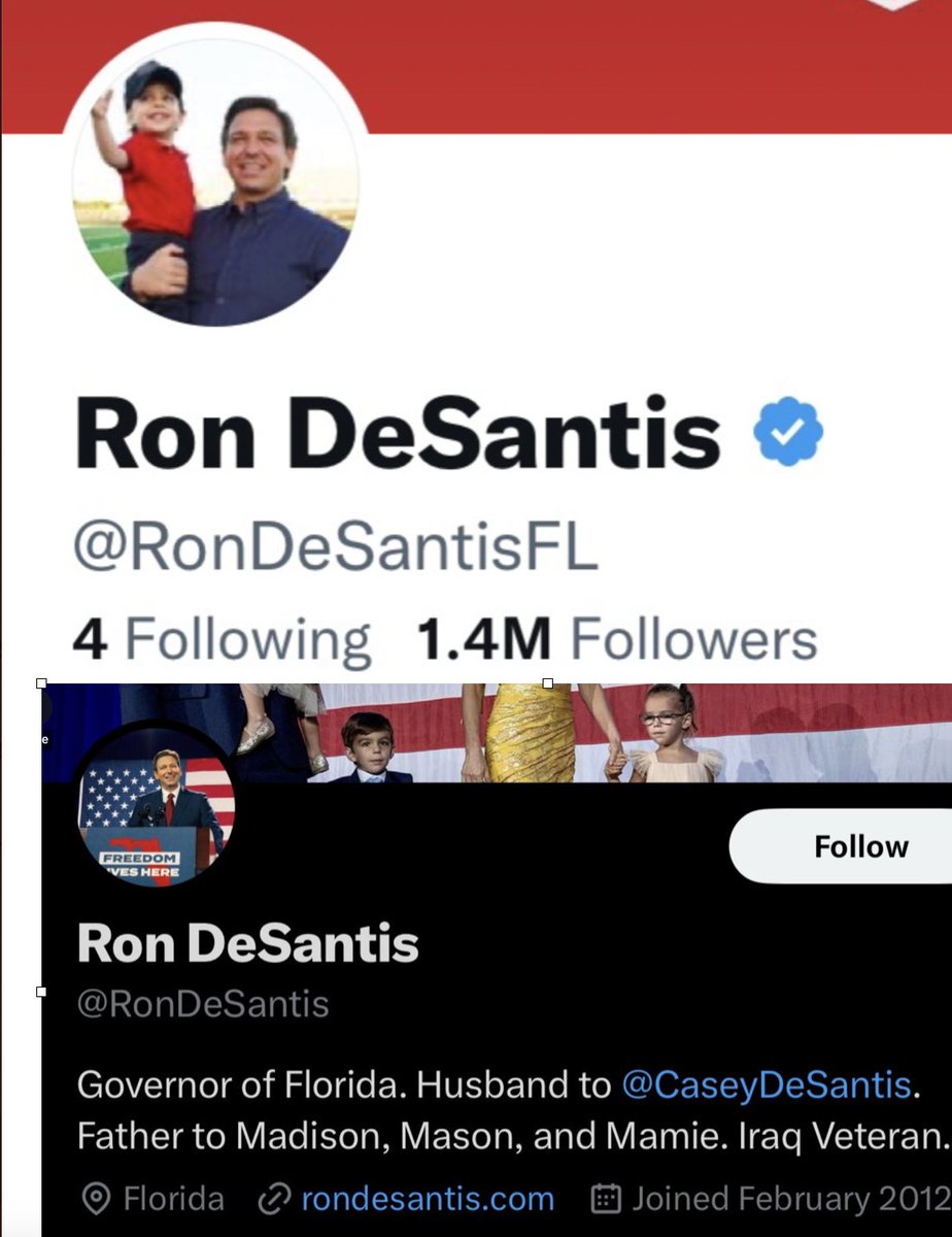 👀DeSantis has changed his Twitter handle from RonDeSantisFL to @RonDeSantis
