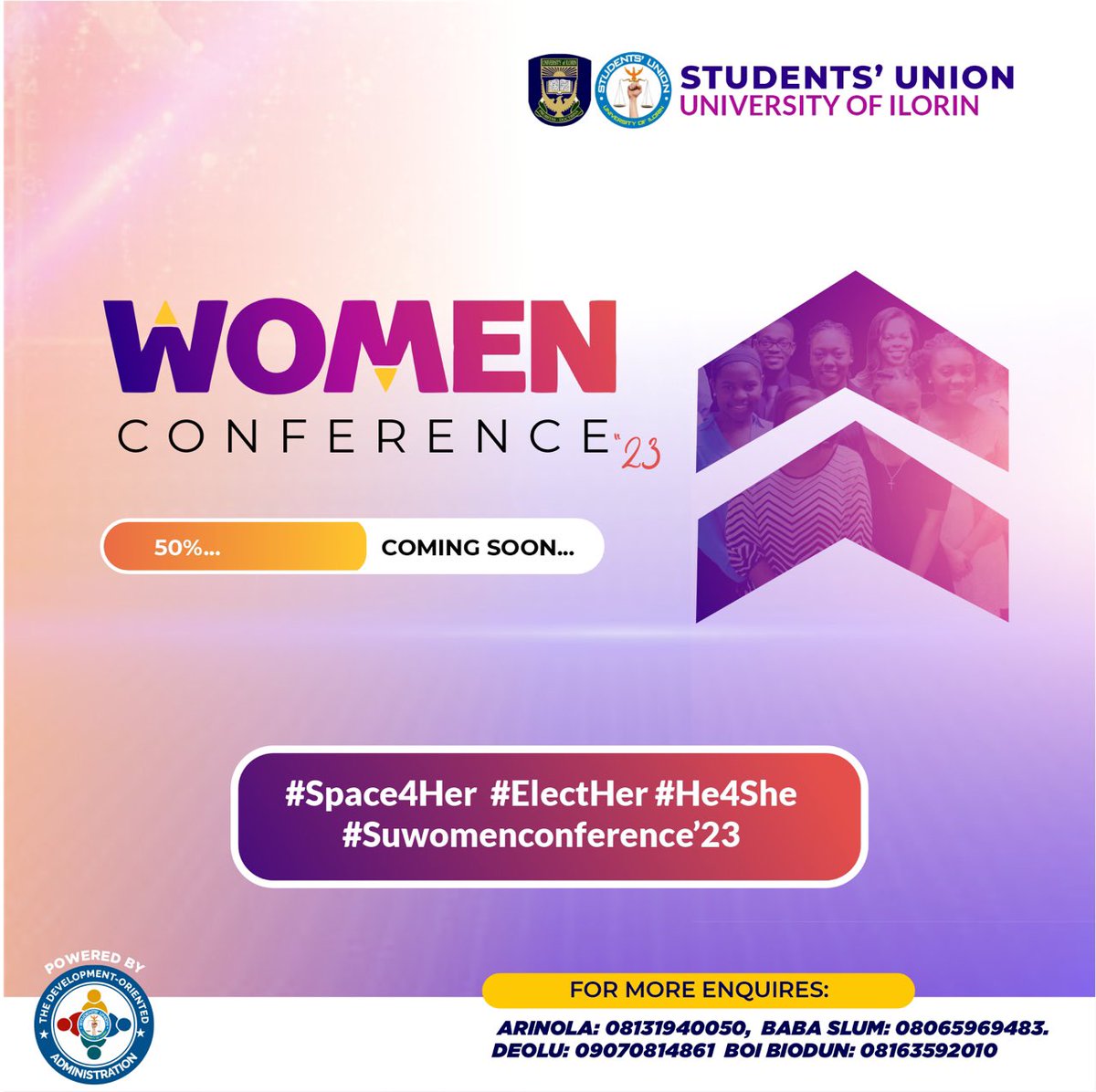 We have come to realize the important role diversity plays in shaping ambitions, so this year's conference will be geared toward advancing women in their various productive activities.

#Space4Her
#ElectHer
#He4She
#Suwomenconference'23