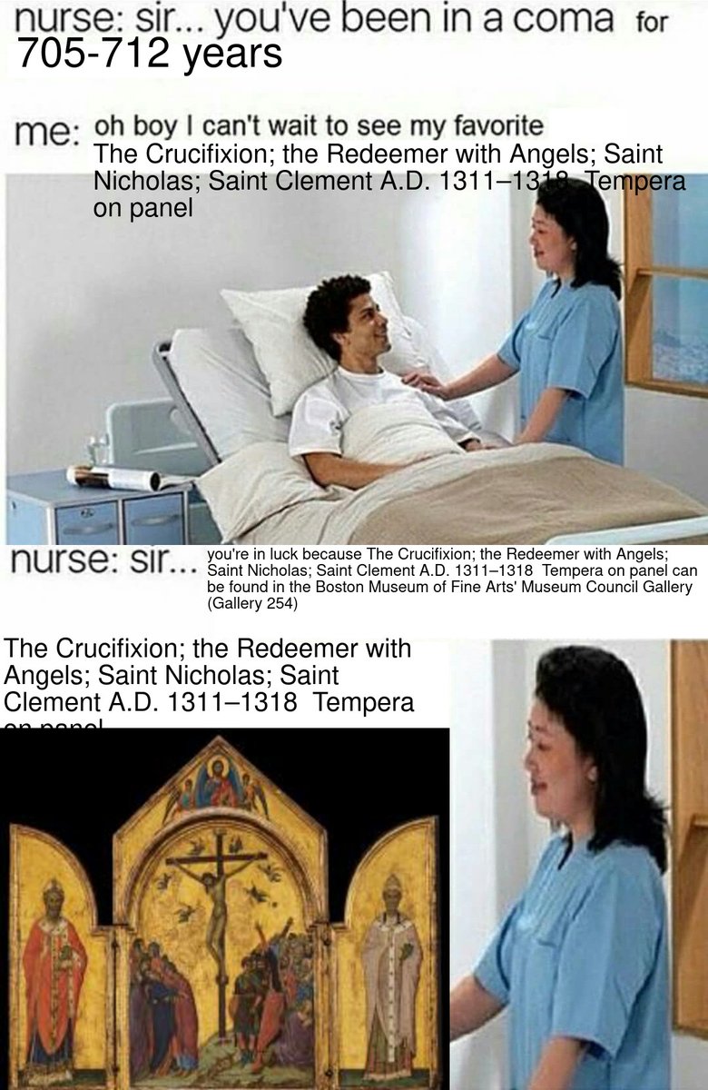 The Crucifixion; the Redeemer with Angels; Saint Nicholas; Saint Clement A.D. 1311–1318  Tempera on panel