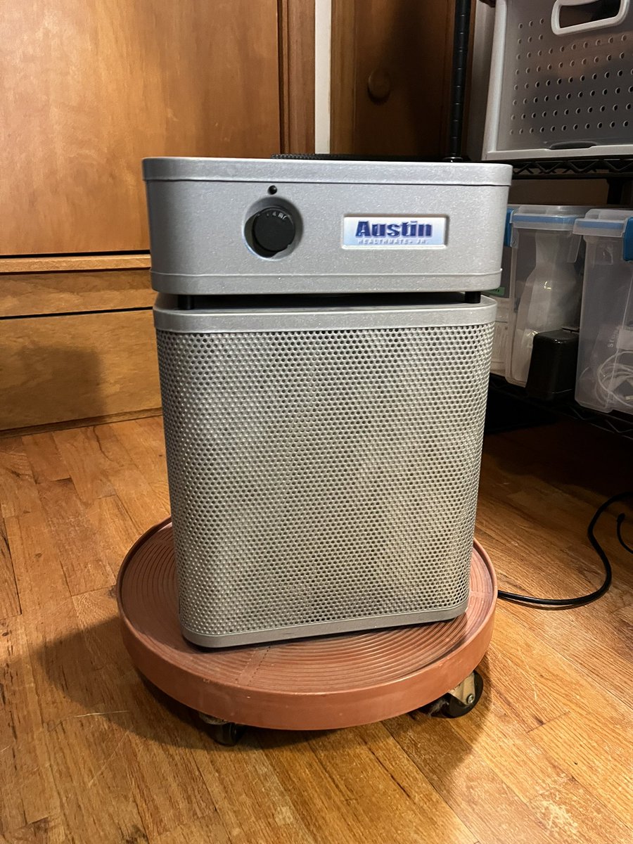 nothxjstlooking's tweet image. I put my #AustinAir Healthmate+ Jr #AirPurifier s on a plant dolly w/casters, rather than buy a unit w/them. It makes it easier to travel with one when it just has its reg rubber feet. In the beginning of the pandemic, I would take it with me to visit my mom so