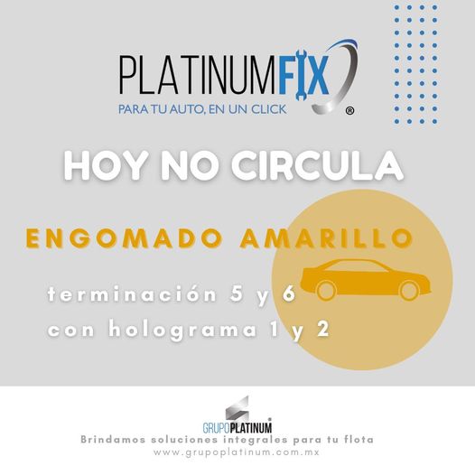 Platinum_fix's tweet photo. El #HoyNoCircula de este lunes 24 de julio 2023 en la ZMVM es para los vehículos con #EngomadoAmarillo y terminación de placas 5 y 6, holograma 1 y 2.

#PlatinumFix Para tu auto en un click.

#GrupoPlatinum | #PlatinumFleet | #VlootMx | #Supertech | #BateríasExtrema https://t.co/jnYi5Xfwpa