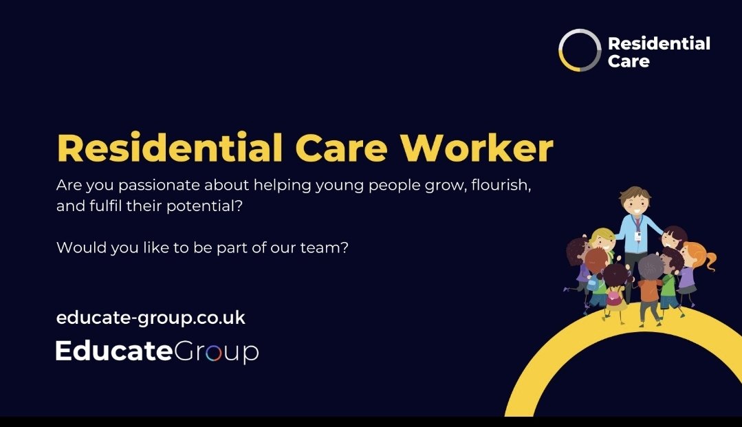 JOIN OUR TEAM 

We are looking for a Residential Care Worker to join our fantastic team in Wrexham.

For more information or to apply, contact daniel.squire@educatecare.co.uk

#jobsincare #childrenscare #residentialcare #residentialhome #childrenshome #workincare #newjob