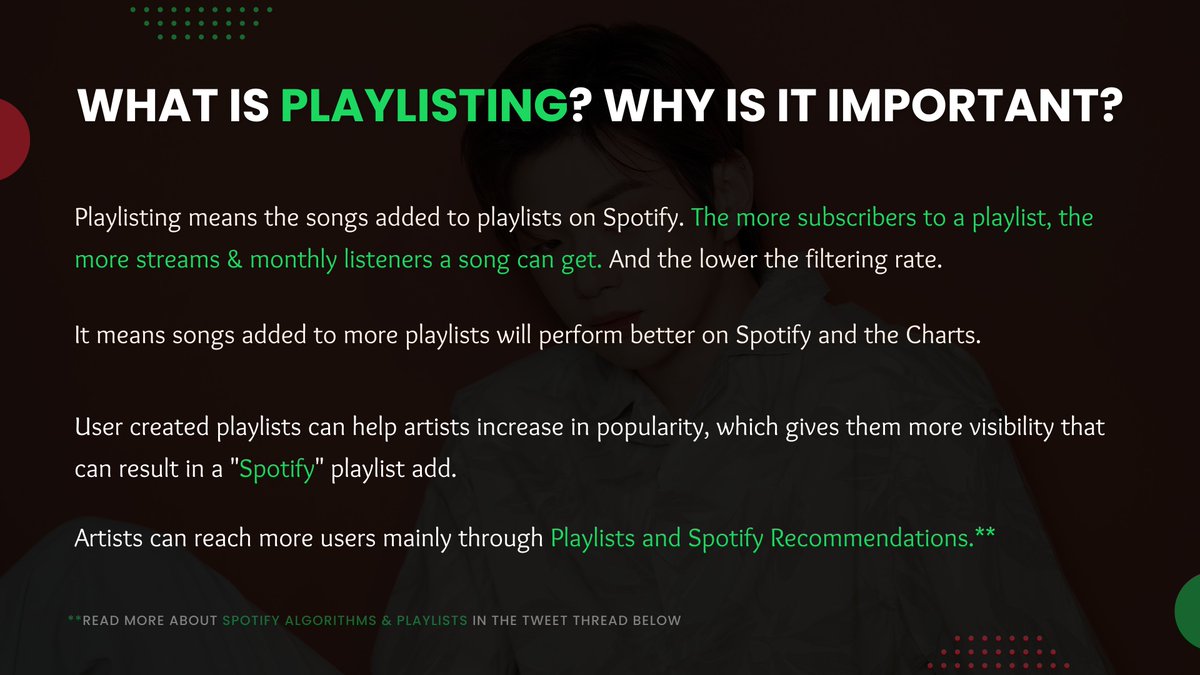 [4/6]

Most Spotify streams come through Playlists. Playlists can make Daniel's songs reach users who like different music genres.

E.g., Move Like This in 'This Is IVE' playlist & Nirvana in the 'This Is pH-1' playlist can bring in GG & KHipHop fans.

#KangDaniel #강다니엘