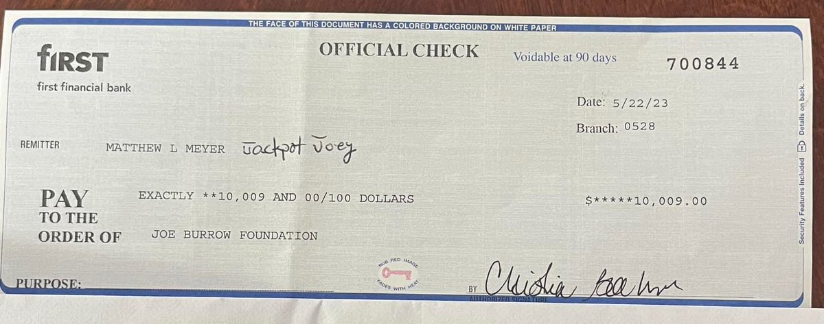 Bridget J (@cincybridget) on Twitter photo It’s official! The <a href="/JackpotJoey9/">Jackpot Joey</a> golf outing raised $10K for The Joe Burrow Foundation! And then an extra $9 because we just love that number 🥰 Thank you again to everyone who made this possible!! It’s official! The <a href="/JackpotJoey9/">Jackpot Joey</a> golf outing raised $10K for The Joe Burrow Foundation! And then an extra $9 because we just love that number 🥰 Thank you again to everyone who made this possible!!