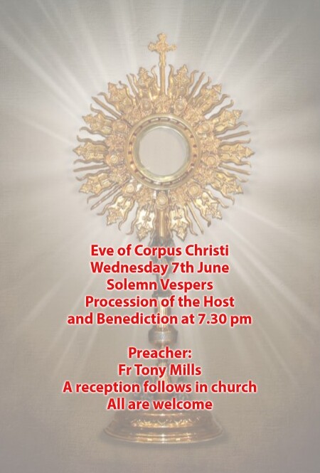 Come & celebrate with us at @SChads1 the Eve of Corpus Christi Solemn #Vespers, Procession of the Host and #Benediction on Wednesday 7th June at 7:30pm @bradfordwest_ @LeedsCofE @GoldieChrisG @polly_speight @BishopWakefield @Bfdcathedral @toby_howarth @liambeadle @AndyJolley1