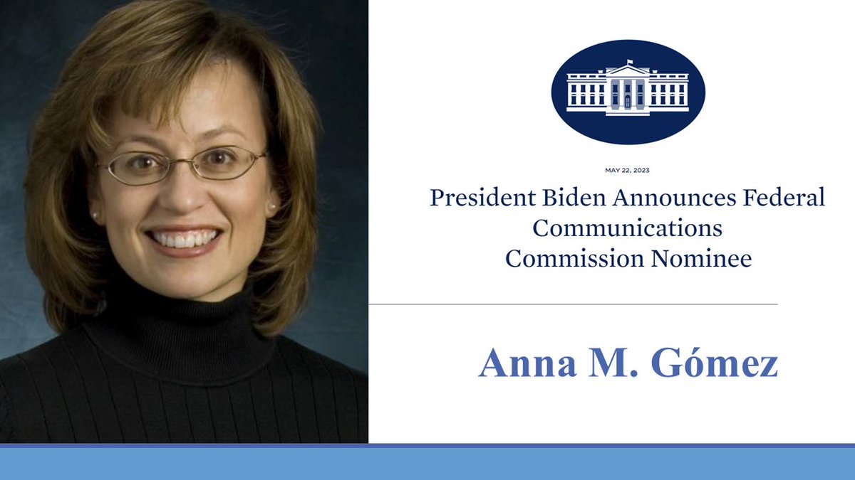 Anna Gomez brings decades of experience to the FCC. She gets the need to strengthen oversight of non-English language broadcasters and will provide a needed perspective on ownership diversity and broadband equity. We urge the Senate to confirm her.