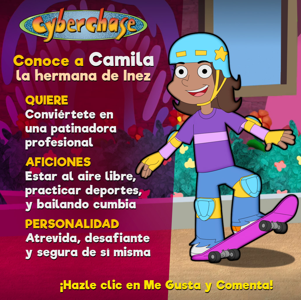¡Estamos patinando con otro personaje nuevo! Conoce a Camila, la hermana pequeña de Inez, enérgica y segura de sí misma. ¿Eres más como la deportiva Camila o la estudiosa Inez?