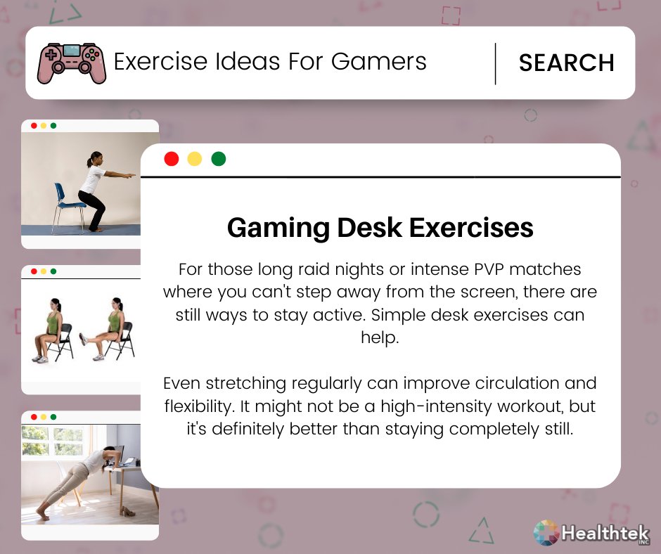 binxtv's tweet photo. Who says you can't stay fit while gaming? Here are some simple exercises you can do at your desk to keep your body and mind healthy. 💪
#GamingExercise #DeskExercise #GamersLifestyle
https://t.co/yLTfrz19hf
https://t.co/24X9XRWd14 https://t.co/muXWyEX6Et