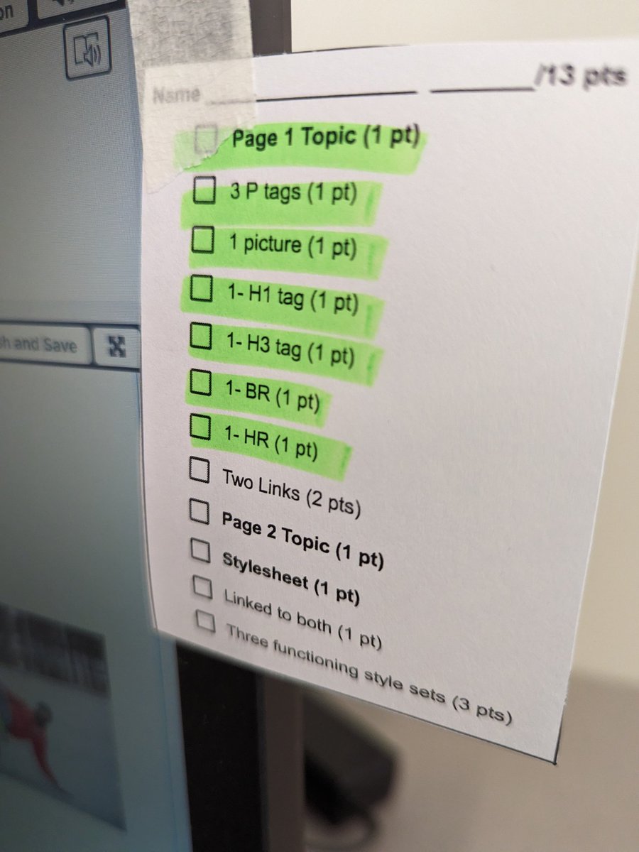 It's May. Are you tired of repeating directions when students ask, "What do I do now?" Me, too! Tape a to-do list to their monitor! I highlighted things due at the end of today's class in green. Tomorrow, I'll switch colors.