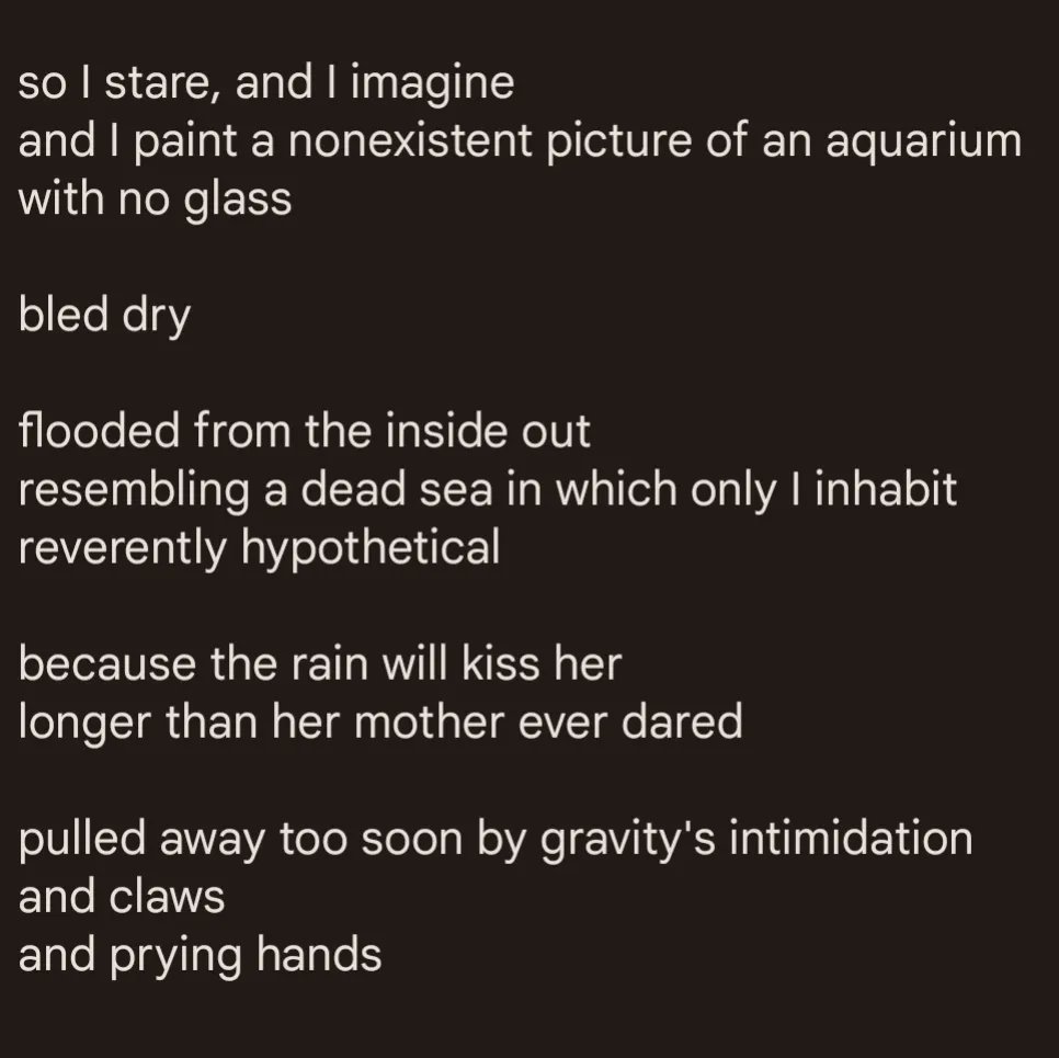 'GOLDFISH HAVE NO HANDS TO PRY WITH, AND NEITHER DO I'

#poem #poems #poemsociety #poet #poetry #poetsociety #poetrycommunity #poetrylovers #poetrycommunity #poetryisnotdead