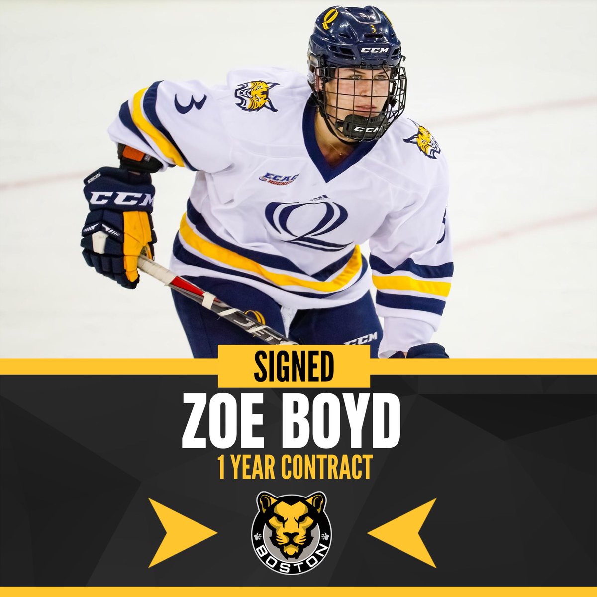 PWHL_Report's tweet photo. SIGNED: The Boston Pride have signed defender Zoe Boyd to a 1 year contract.
Boyd, 22, scored 3 goals and 14 points in 27 games for Quinnipiac University last season.
#PHF
#PridePHF https://t.co/LA000Rl7ro