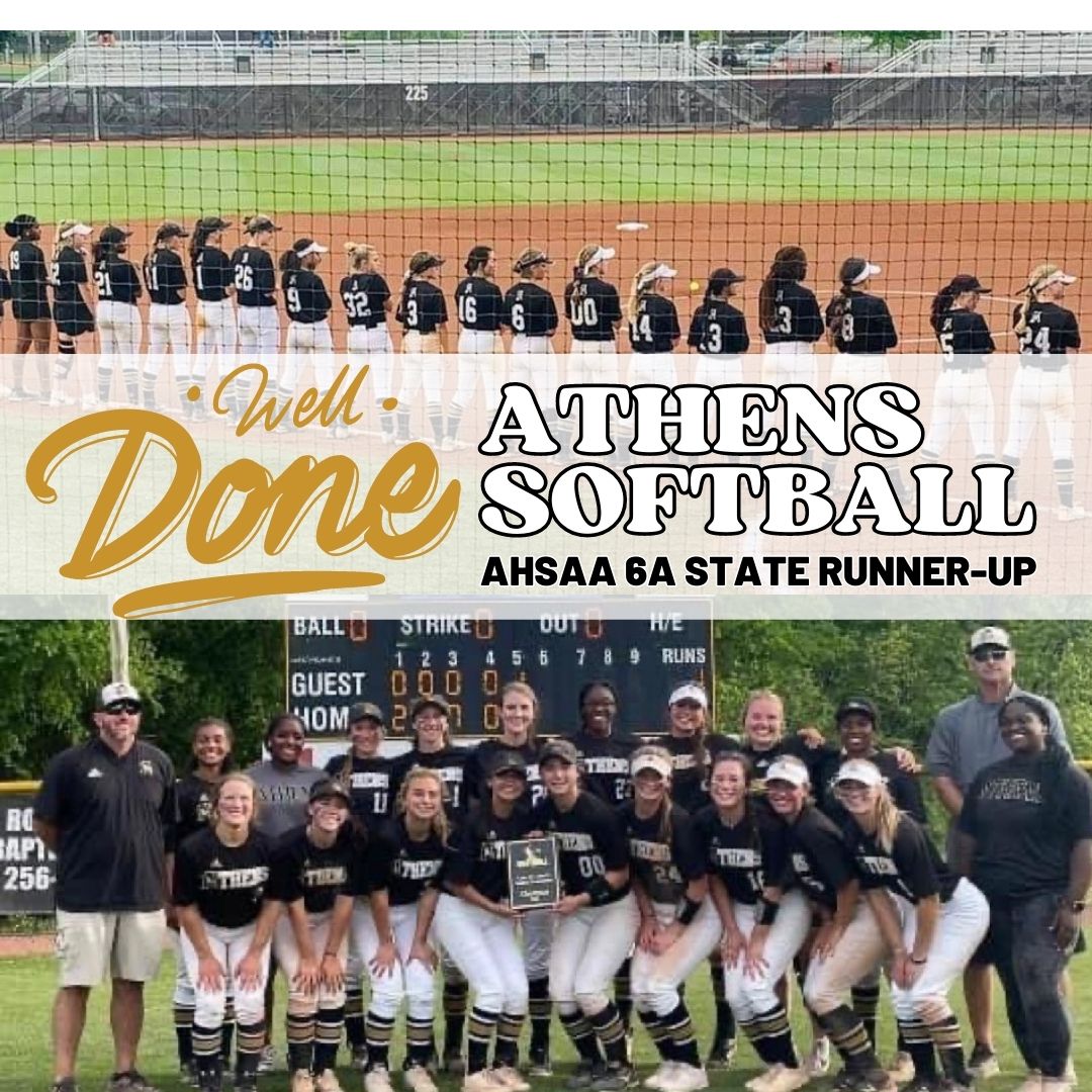 CONGRATS to Athens Softball, 6A STATE Runner-up! We are #athensproud of your grit and determination. Well-done, ladies! #oneAthens #goEagles