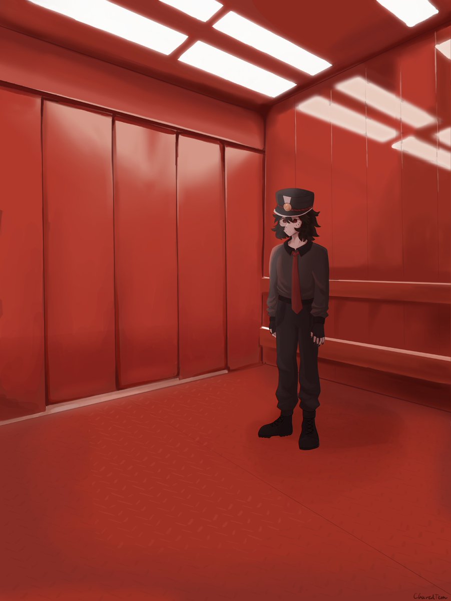 CharredTem's tweet photo. Red elevator 
#originalcharacter #originalcharacterart  #OC  #art https://t.co/Ip5wDCWu4w