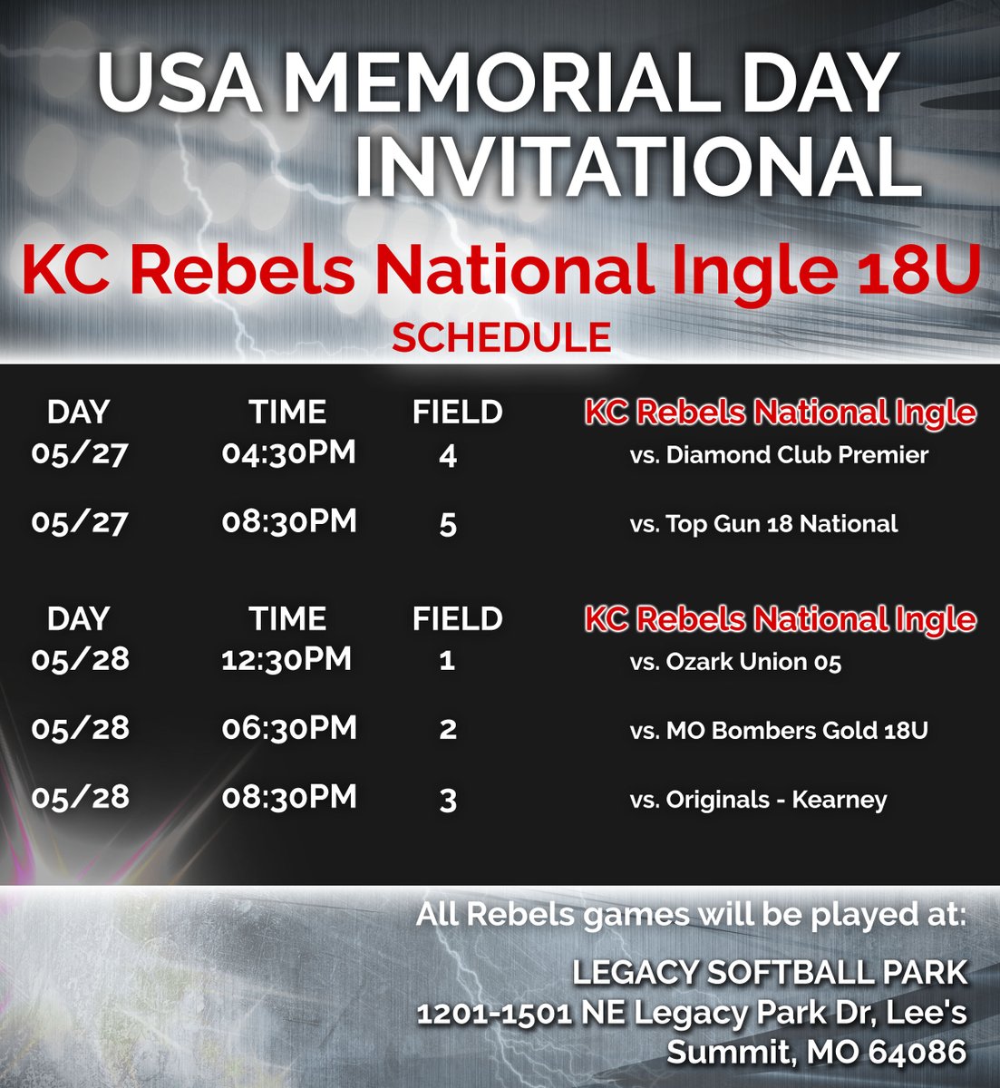 Our schedule for this weekend!