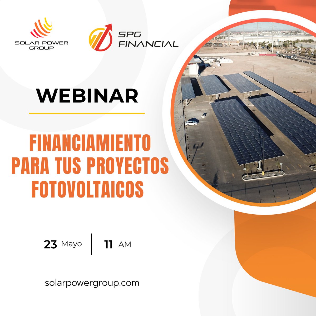 solarpowergroup's tweet photo. Te invitamos al webinar, "SPG Financial: Financiamiento para tus Proyectos Fotovoltaicos".

El martes 23 de mayo a las 11:00 hrs (Hora de México).

Solo regístrate en la siguiente liga:
https://t.co/xnR0TPCD0l

¡No te lo pierdas! https://t.co/sgtLkoi5cj