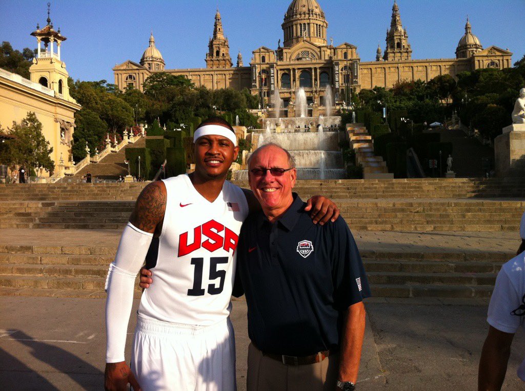 Jim Boeheim (@therealboeheim) on Twitter photo Welcome to retirement, <a href="/carmeloanthony/">Carmelo Anthony</a>! What you’ve done for <a href="/Cuse_MBB/">Syracuse Men’s Basketball</a> , <a href="/usabasketball/">USA Basketball</a> , and the game of basketball will be remembered forever. I am honored to have been a part of your legendary career, and I can’t wait to see what’s next for you. Welcome to retirement, <a href="/carmeloanthony/">Carmelo Anthony</a>! What you’ve done for <a href="/Cuse_MBB/">Syracuse Men’s Basketball</a> , <a href="/usabasketball/">USA Basketball</a> , and the game of basketball will be remembered forever. I am honored to have been a part of your legendary career, and I can’t wait to see what’s next for you.