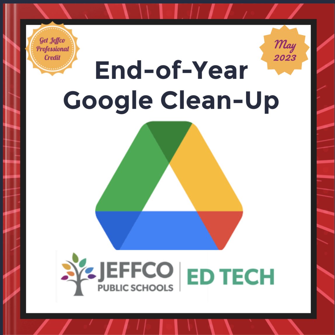 jeffcoedtech's tweet image. Time for a digital cleanup! Check out this link for quick tips to clean out and organize your Google Drive, Classrooms, Chrome bookmarks, extensions, and more! app.bookcreator.com/read/library/-… #EOY #Googlecleanup @JeffcoSchoolsCo