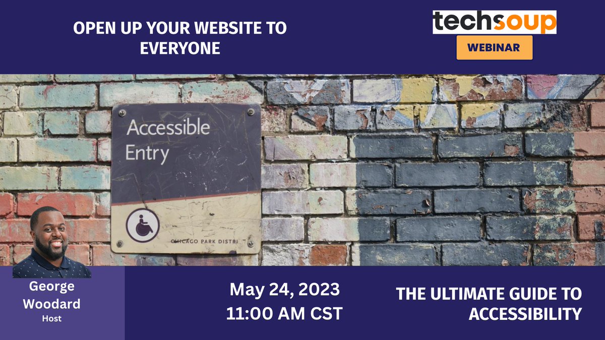 Did you know the number of users requiring some level of accessibility can amount to 20% of your website visitors? If not, join us at <a href="/TechSoup/">TechSoup</a> 

Register: events.techsoup.org/e/mg3gu3/

#Tech4Good #NPTech #NPMarketing #NPComms #GovTech #communications #a11y #accessibility