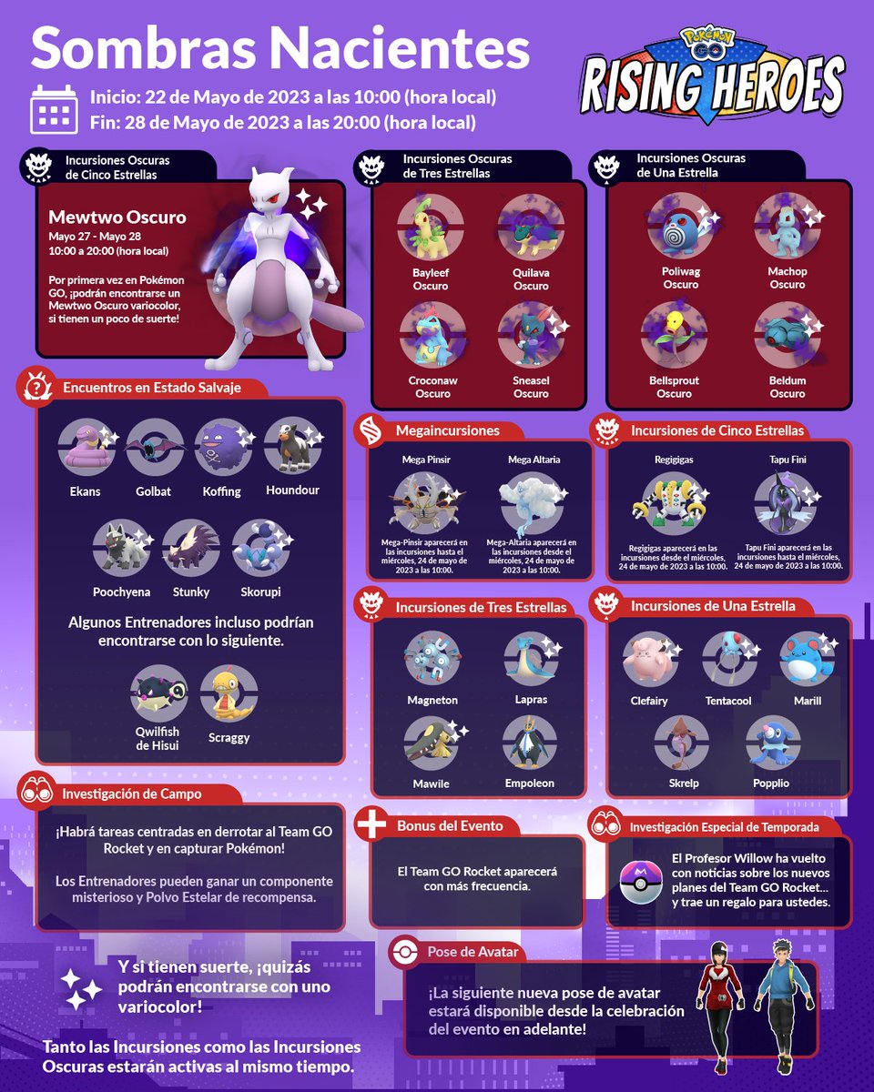PokemonGoAppLA's tweet photo. 🚨 ¡Alerta! 🚨 

¡Estamos recibiendo información de #ShadowRaids apareciendo por todo el mundo!

¿Acaso es imparable el Team GO Rocket? ¿Caerá la oscuridad sobre los Gimnasios de todo el mundo?

Depende de ustedes, #RisingHeroes.

https://t.co/gKc3cbpbuW https://t.co/SIJszsGmh9