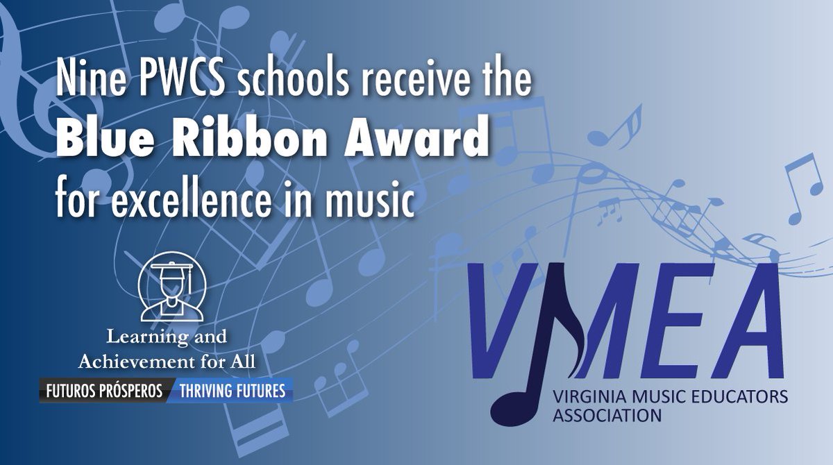 Congratulations to all students and teachers at the nine PWCS schools that received the Blue Ribbon Award from the Virginia Music Educators Association! 🎼

This is the highest award given to a school’s music programs in Virginia!

pwcs.edu/news/2023/05/2…