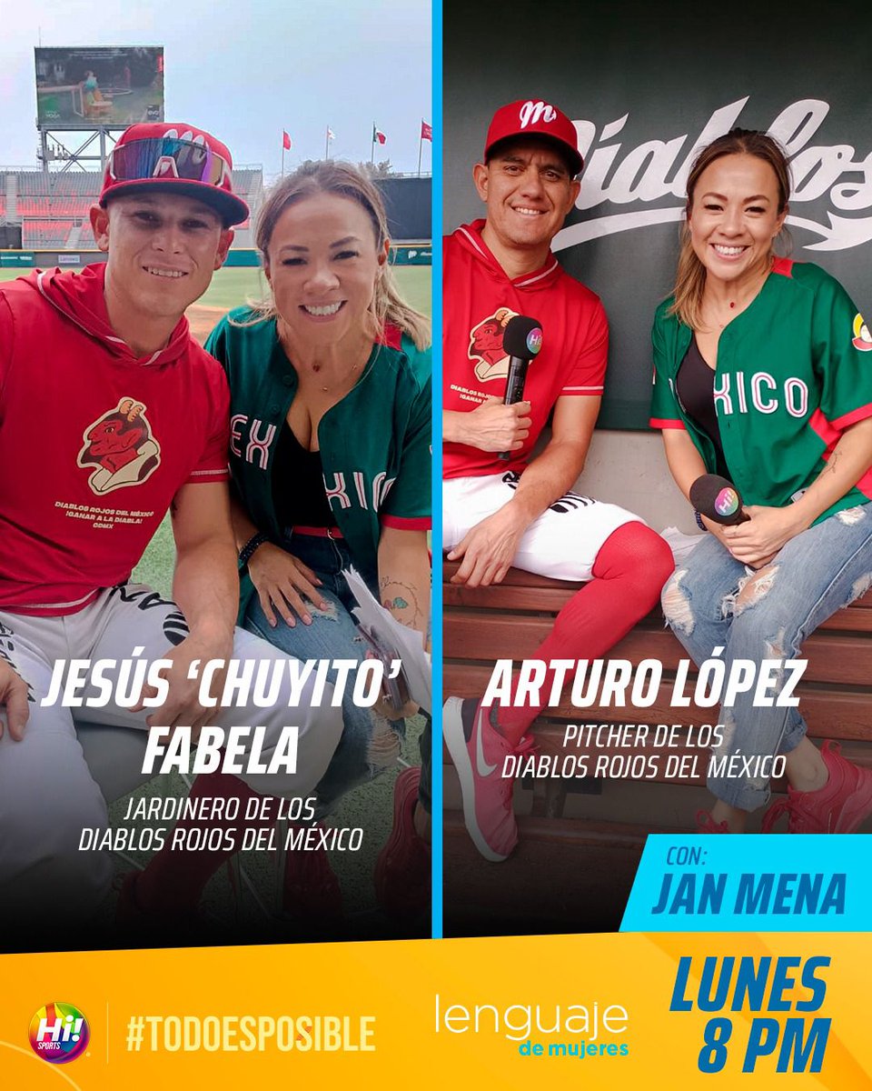¡EL REY DE LOS DEPORTES EN #LenguajeDeMujeres! ⚾️

🙌Este lunes de la mano de <a href="/janmena/">janett mena</a>, conoceremos la inspiradora historia de DOS jugadores de los <a href="/DiablosRojosMX/">DiablosRojosMX</a>. 🔴

🏟️Desde el <a href="/HarpEstadio/">Estadio Alfredo Harp Helú</a>, guarida de la novena escarlata, <a href="/chuyitofabela/">Jesus Fabela</a> y Arturo López , nos relatarán el arduo