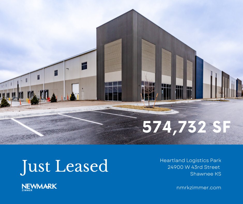 Newmark Zimmer’s Mark Long, Nick Suarez, along with Newmark’s Louis Pascuzzi, Reid Halverson and Frank Puskarich represented the tenant in the recent lease of 574,732 SF of a Class A cross-dock space at Heartland Logistics Park in Shawnee, Kansas. Congratulations to all involved!