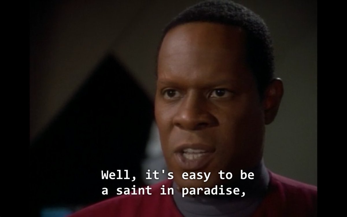 @dradambanks His whole dialogue with Kira in 'The Maquis,' (season 2). He simultaneously upheld his oath to the uniform and remained loyal to his old friend, Cal. #AveryBrooks is a treasure.  #TheSiskoDay @CirrocL @7thRule