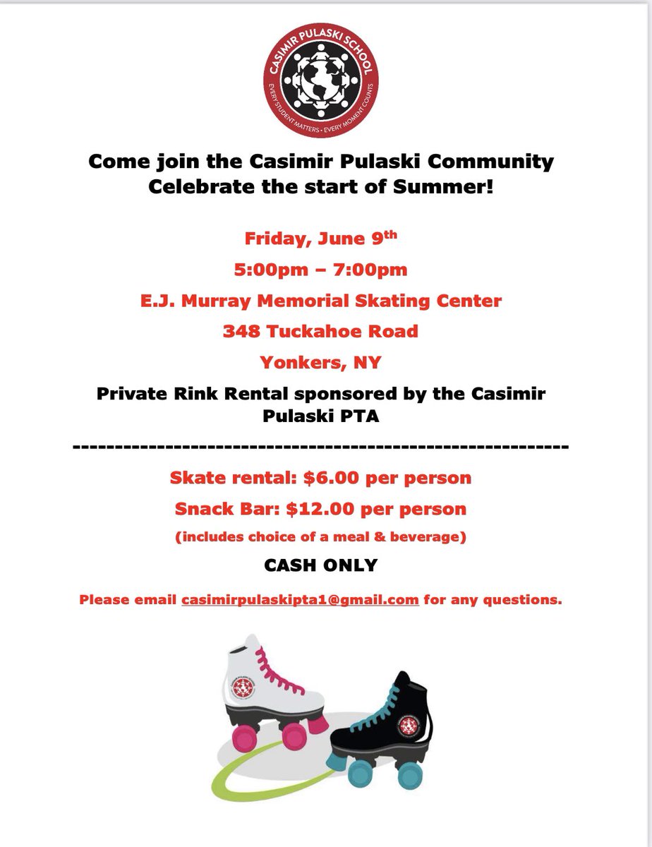 Let’s celebrate the start of Summer! We hope to see all of the Pulaski families at the rink! 🛼 #pulaskistrong