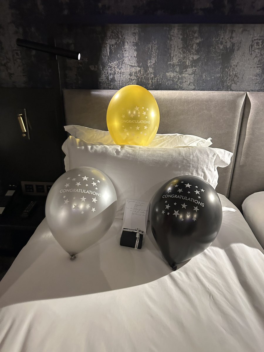 Stayed at <a href="/montcalm_east/">Montcalm East</a> over the weekend to celebrate my mums engagement. After a day of celebrating we came back to balloon’s, chocolate and a lovely note congratulating my mum. 

Moments that delight. 
Moments that matter. 

Thank you! 🥰