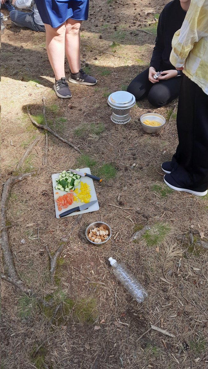 Outdoor activities in the woods.. 
#cooking #makingbracelets #campfire #windshelter #OutdoorClassroomDay