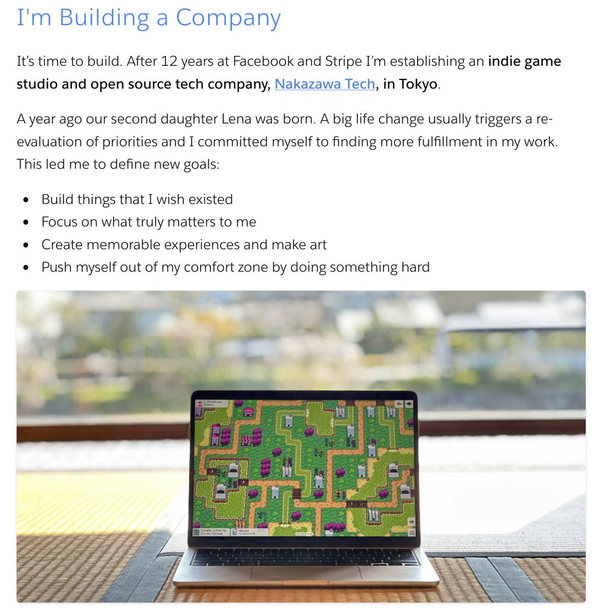 It’s time to build. I’m establishing an indie game studio and open source tech company, Nakazawa Tech, in Tokyo.

cpojer.net/posts/building…