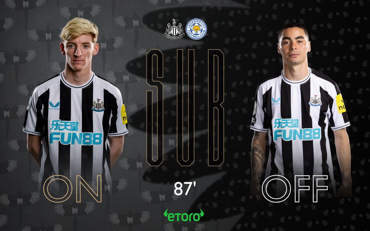 87' Our final change...

[0-0]

#NEWLEI // #NUFC // @eToro