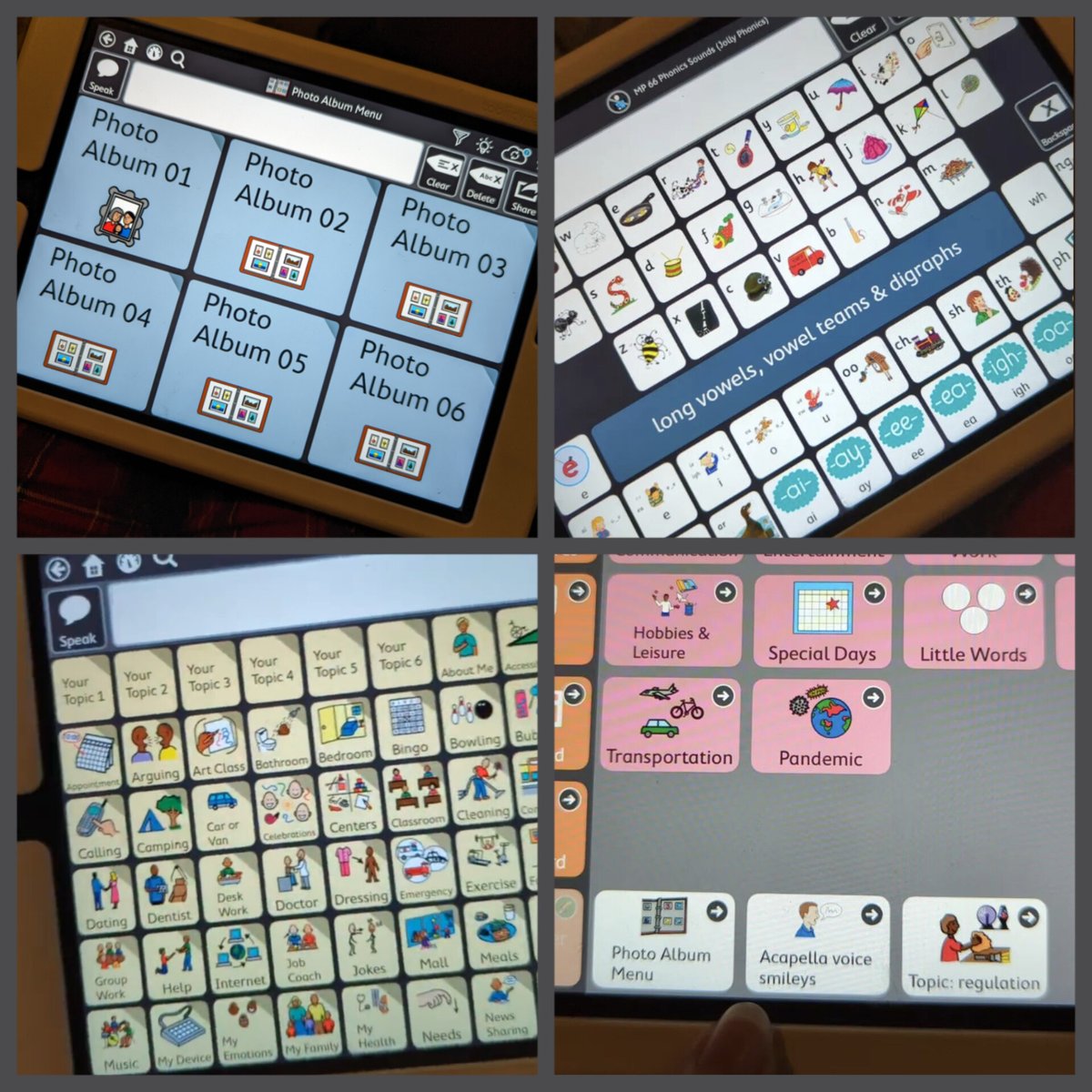 If you use TD Snap, there are great pagesets to download from pageset central. Some that I've been checking out are the photo album, Jolly Phonics keyboard and songs, original topics for Motor Plan 66, Acapella Smileys and regulation. Saves a lot of time and editing! #AAC #TDSnap