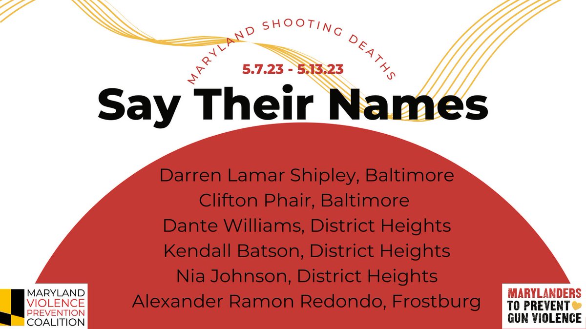 MVPC & MPGV asks you to #SayTheirNames to honor the lives of those lost to gun violence in Maryland. We ask you to resolve to be a part of the solution by adding your efforts to eliminating these unnecessary and unconscionable losses.
