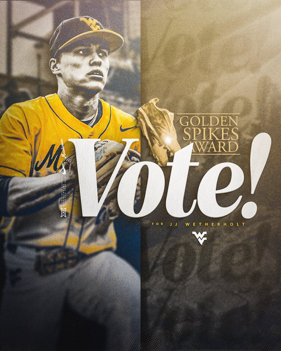 WVUBaseball's tweet image. We are going to need 𝐘𝐎𝐔𝐑 help to get JJ the #GoldenSpikes award!

You can vote up to 25 times a day until June 5!

🔗wvusports.co/42Z3yXE

#HailWV